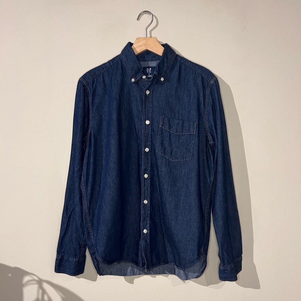 2018 Dark Denim Long Sleeve Button Down
